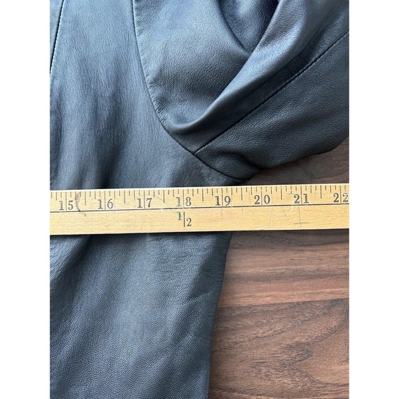 Carol Evans Jacket Womens Size Large Black Mid Length Genuine Leather Trendy - Picture 5 of 6